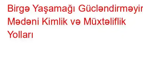 Birgə Yaşamağı Gücləndirməyin Mədəni Kimlik və Müxtəliflik Yolları