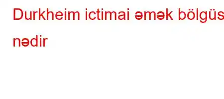 Durkheim ictimai əmək bölgüsü nədir