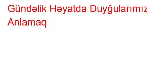 Gündəlik Həyatda Duyğularımızı Anlamaq