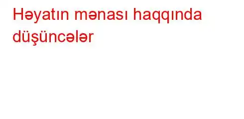 Həyatın mənası haqqında düşüncələr