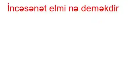 İncəsənət elmi nə deməkdir