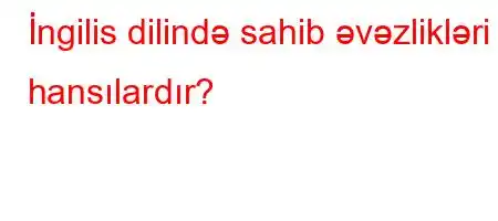 İngilis dilində sahib əvəzlikləri hansılardır?