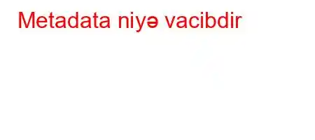 Metadata niyə vacibdir