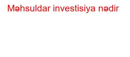 Məhsuldar investisiya nədir