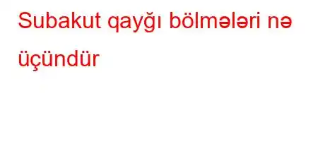 Subakut qayğı bölmələri nə üçündür