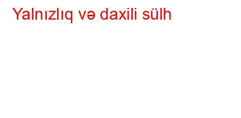 Yalnızlıq və daxili sülh